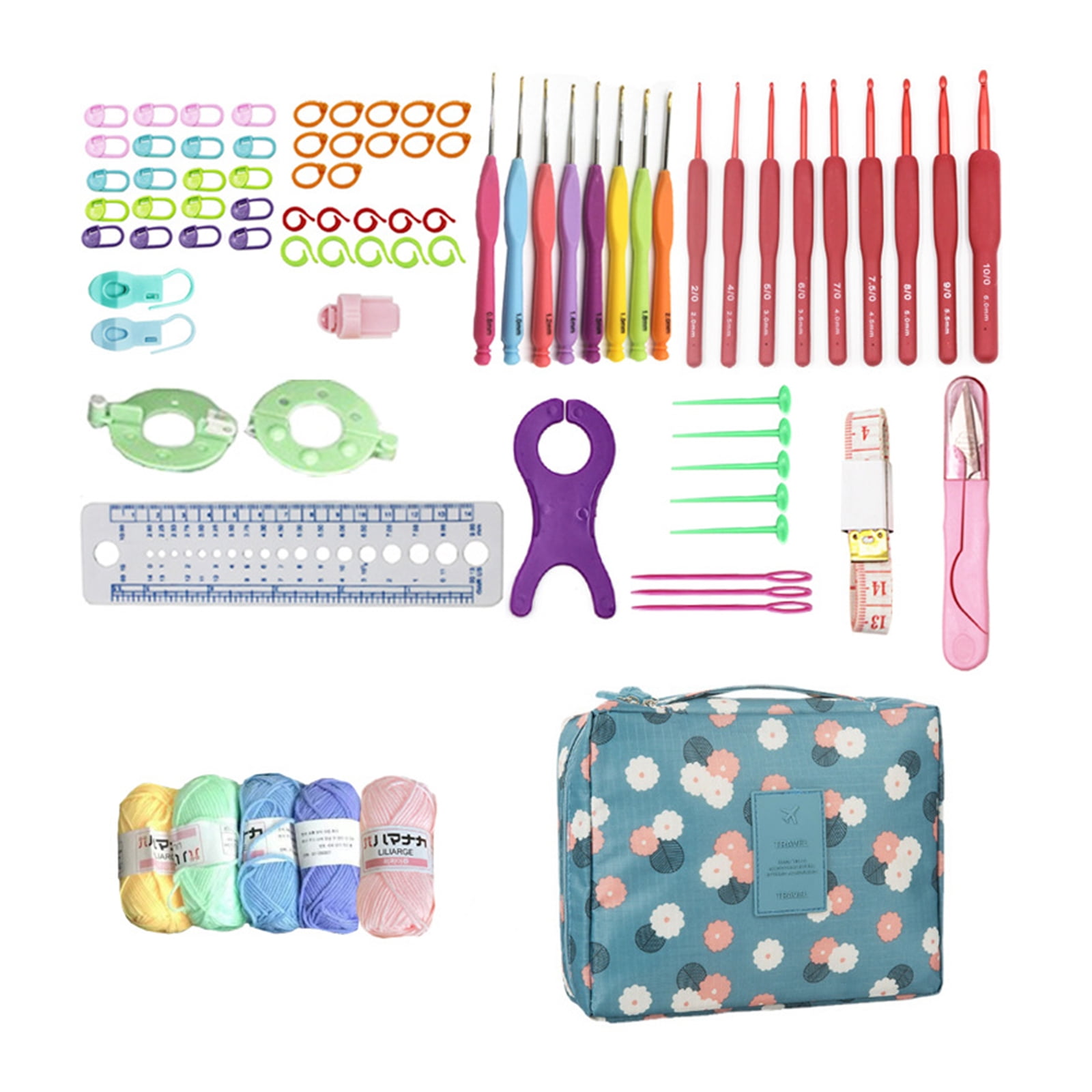 ametoys Crochet Kit, 82PCS Beginner Set with Wool Crochet Material for DIY Projects