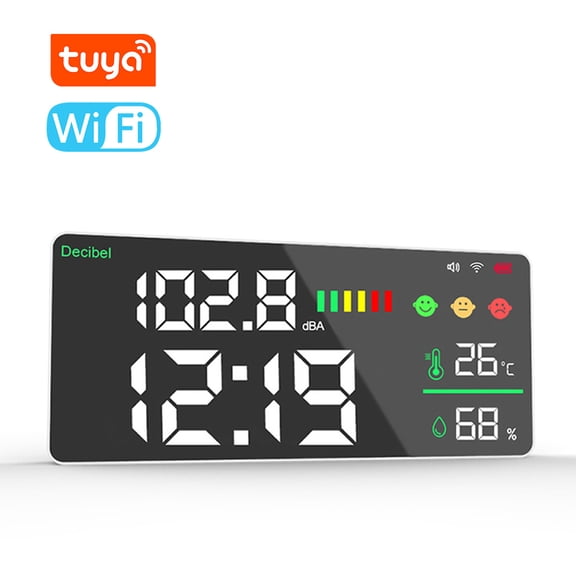 ametoys WiFi Decibel Meter 4in1 Humidity Decibel Test 11inch Color Display Intelligent Linkage APP Control Noise Decibel Meter