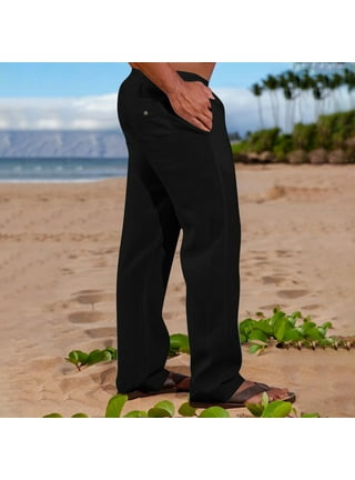 Xysaqa Men's Cotton Linen Pants Drawstring Elastic Waist Lightweight Pant  Summer Loose Casual Beach Trousers (Big & Tall Sizes) 