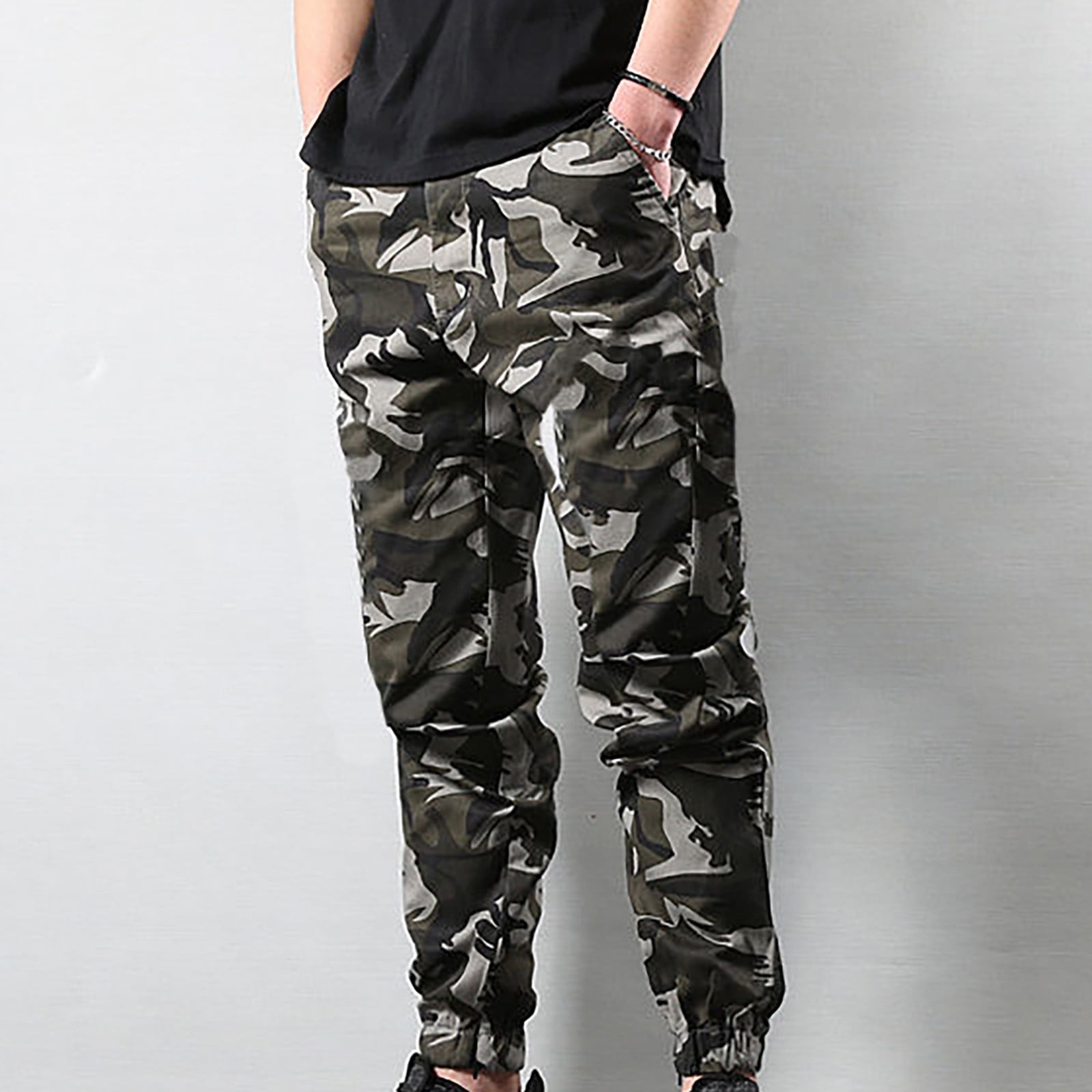 Men's Summer Fashion Camouflage Drawstring Joggers Cargo Pants