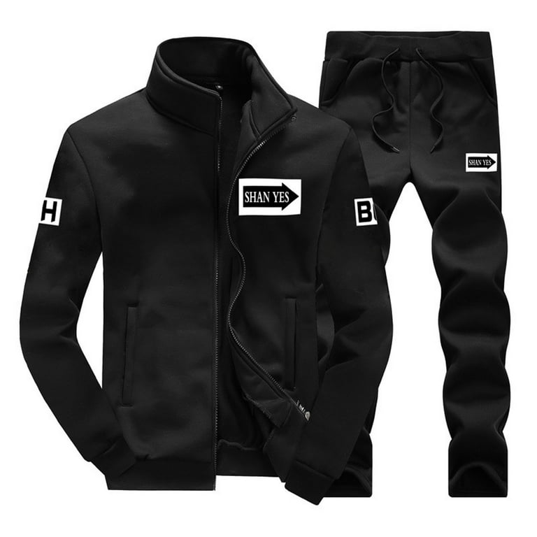 amidoa Men's Winter Sport Wear Tracksuit Clothes Outfits Set Coat+Long  Sweatpants Regular and Big & Tall 