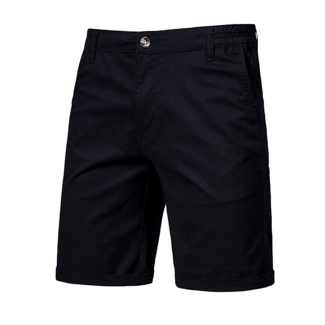 amidoa Men's Zipper Solid Knee Length Cargo Shorts Solid Buttons Five ...