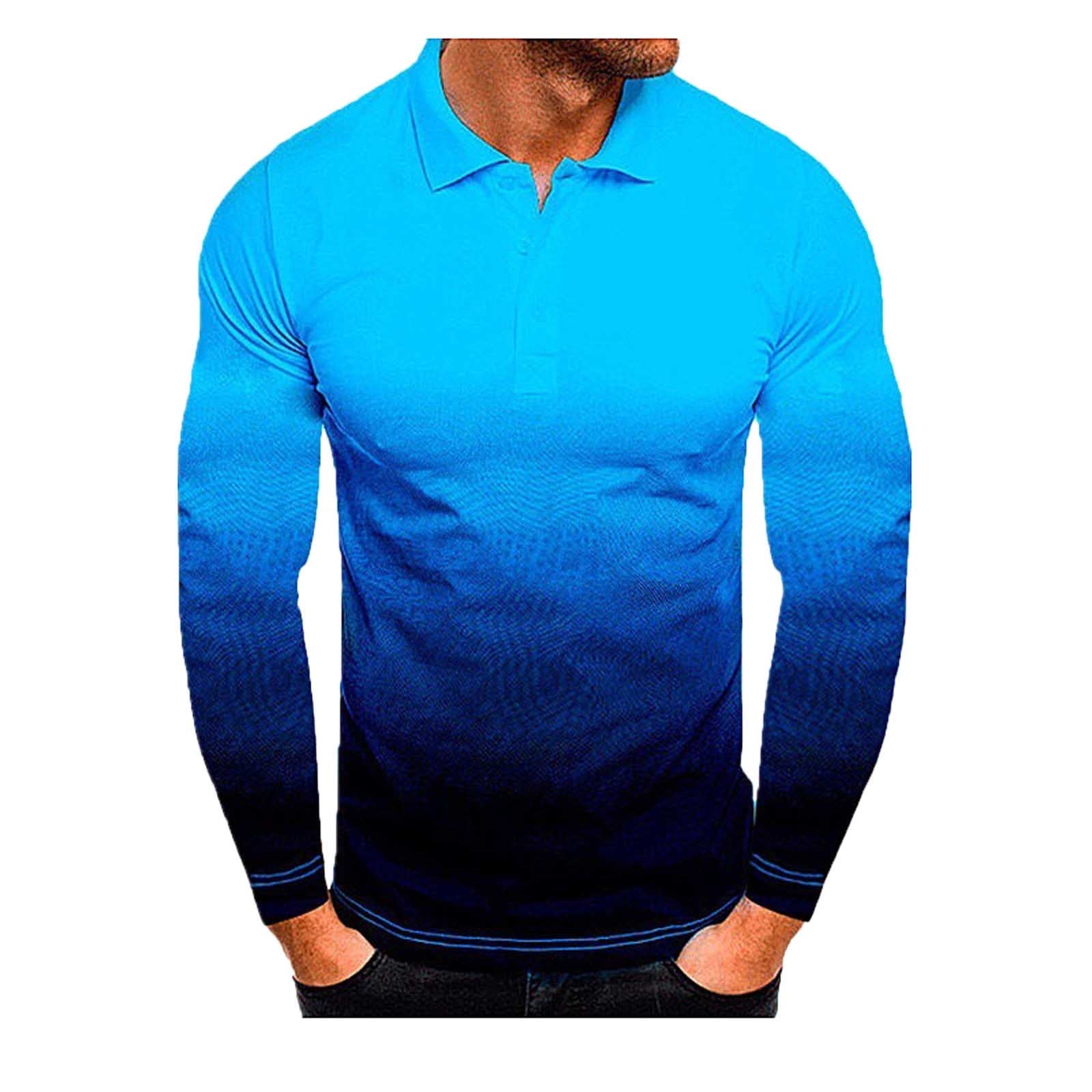 amidoa Mens Big and Tall Shirts Casual Long Sleeve Gradient Color