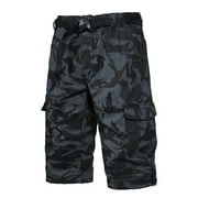 amidoa Mens Khaki Shorts Causal Elastic Waist Belted Tactical Cargo Shorts Multi-Pocket 5" Inseam Summer Tooling Shorts