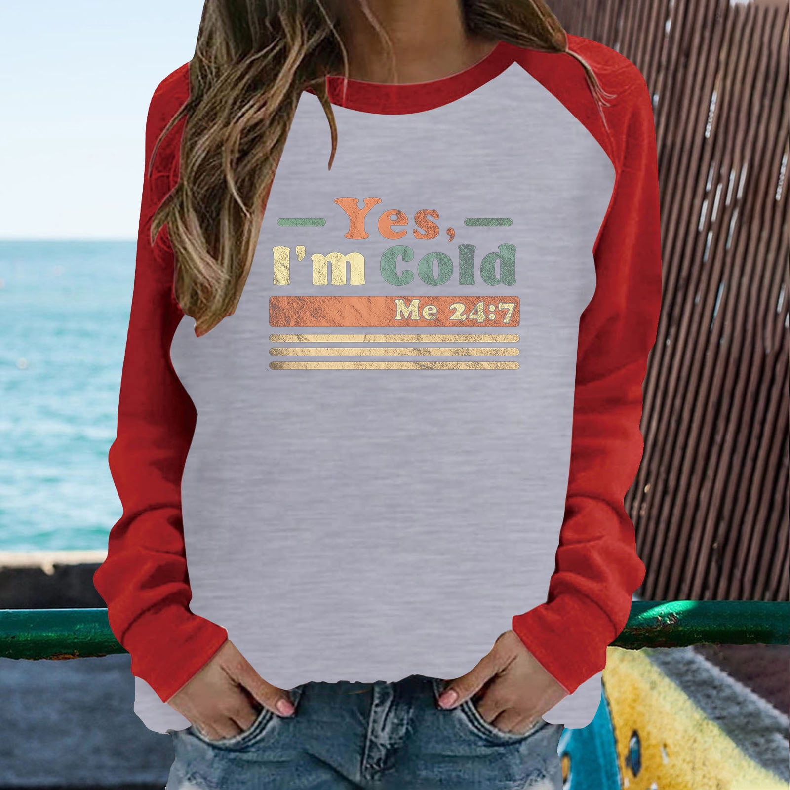 amidoa Women's S Vintage Pullover Sweatshirts Graphic Tops Shirts Yes Im  Cold Me :7 Sweatshirt  Cute Funny Winter Clothes