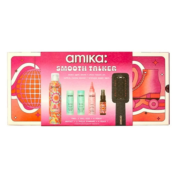 amika Smooth Talker Double Agent Straightening Blow Dry Brush Hair Set