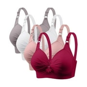 amkenre Bras for Women Gathered Cups Seamless Wirefree Full Coverage Front Buckle Bralettes Plain Sexy Supersoft Breathable Plus Size Underwear Sleeping Push Up Sale