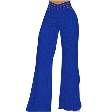 amkenre Casual Pants for Women Fashion Women's Spring And Summer Versatile Wide Leg Cotton Linen Elastic Waist Solid Color Wide Leg Pants Dress Pants For Women High Waist Office