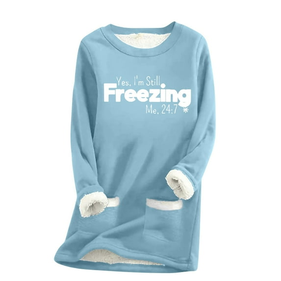 amkenre Fall Winter Tops for Women Long Sleeve Fleece Blouses Loose Casual Soft Pullover