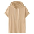 thumbnail image 1 of amkenre Hoodies for Men Casual Round Neck Short Sleeve Lightweight Pullover Sports Cut Off T Shirt Solid Color Hoodie Short Sleeve Comfortable Soft Drawstring Tops, 1 of 7