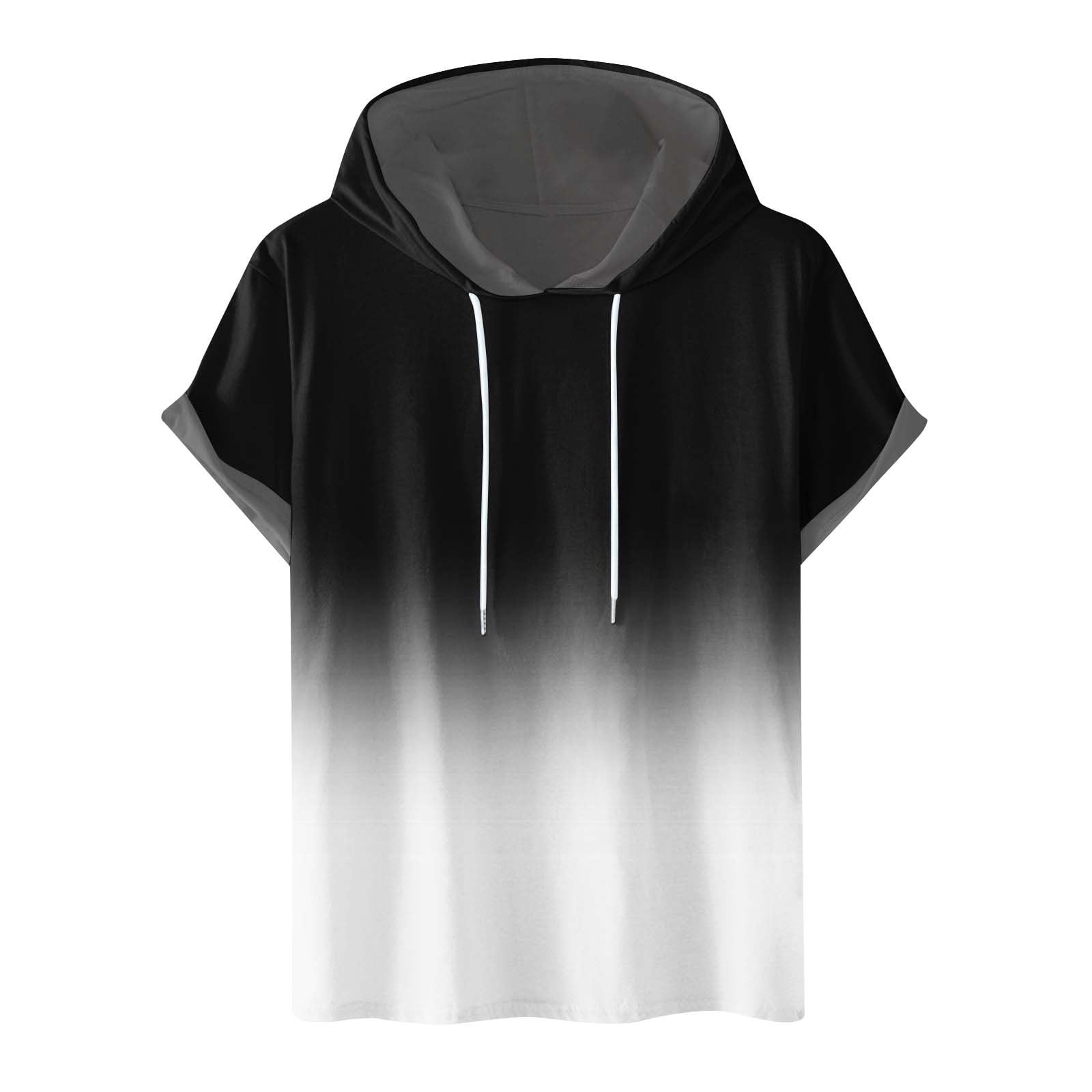 Half Sleeve Hoodie T Shirt Casual Short Sleeve Hoodie Short Cut