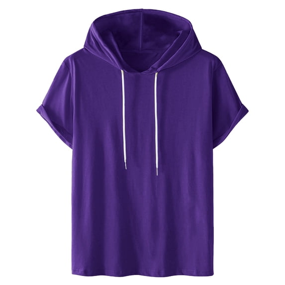 amkenre Hoodies for Men Workout Hooded Sweatshirts Tank Tops Bodybuilding Pullover T Shirt Hoodie Short Sleeve Casual Comfortable Drawstring Blouses