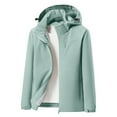 thumbnail image 1 of amkenre Ladies Trench Coats Solid Color Long Sleeve Breathable Zipper Hood Thickened Warm Jacket Plus Size Waterproof Windproof Coats Y2k Top Clearance for Spring Fall Winter, 1 of 9