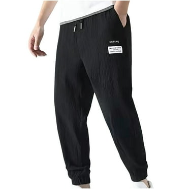 amkenre Men's Pants Casual Solid Cropped Capri with Pockets for Men Loose Drawstring Athletic Cargo Long Pants Casual Jogger Hiking Sweatpants Slim Fitting Trousers