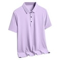 thumbnail image 1 of amkenre Men's Short Sleeve Tee Casual Basic Shirt Lapel Button Polos Oversized Solid Color Work Office Sizes L-5XL, 1 of 8