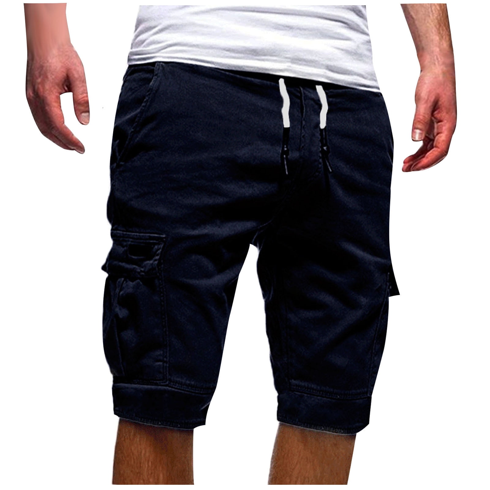 Cleaning Cargo Shorts For Mens Summer Jogger Goth Pants With Mutil Pockets Baggy Relaxed Fit Sweatpants Lace Up Elastic Waist Y2k Streetwear Light Breathable - View #5