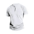 thumbnail image 1 of amkenre Mens T-Shirts Casual Loose Crew Neck Button Down Shirts with Pocket Stretch Short Sleeve Tops, 1 of 9