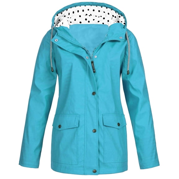 amkenre Women'S Jackets Plain Color Long Sleeve Breathable Zipper Hood Jacket Plus Size Casual Waterproof Windproof Plus Size Coats Hiking Climbing for Spring Autumn Winter