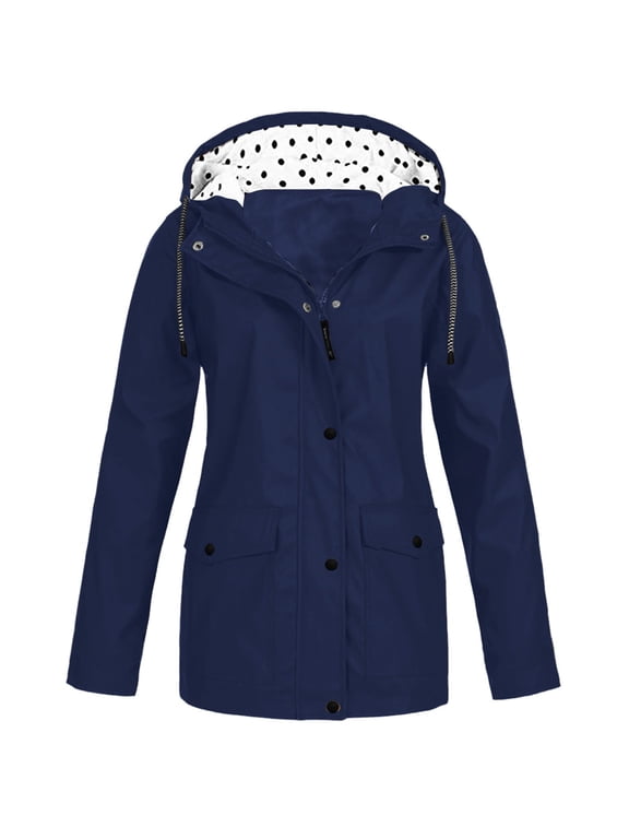 Women'S Jackets Plain Color Long Sleeve Breathable Zipper Hood Jacket Plus Size Casual Waterproof Windproof Plus Size Coats Hiking Climbing for Spring Autumn Winter