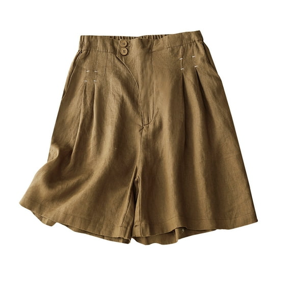 amkenre Women'S Shorts Women's Casual Vintage Pants Color Button-Down Pocket Shorts Loose shorts for women Cute Vacation Trendy Lounge Clothes Casual Cozy