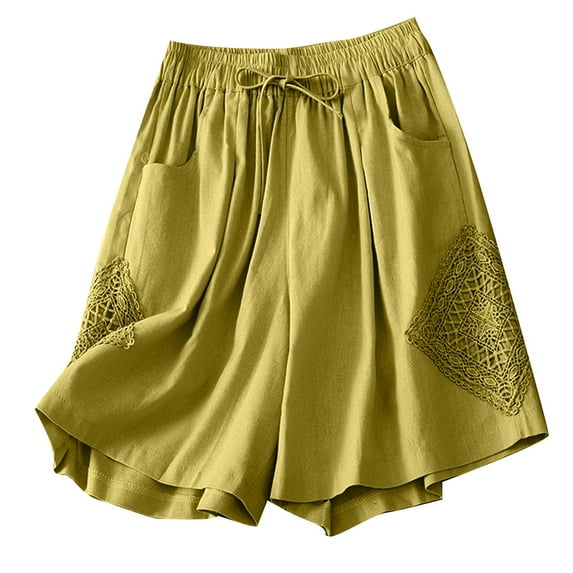 amkenre Women'S Shorts Women's Summer Casual Lace Splicing Wide-Foot Pants Large Size Thin Style Shorts Hiking Outdoor Shorts for women Loose Cozy womens swim golf shorts