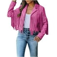thumbnail image 1 of amkenre Womens Jacket Womens Coat Casual Baggy Plus Size Trendy Tassels Cardigans Jackets Lapel Neck Long Sleeve Solid Color Outwear Outdoor Clearance for Fall Winter, 1 of 8