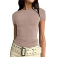 thumbnail image 1 of amkenre Womens Summer Tops Stretchy Slim-Fit Solid Basic Shirt Crewneck Short Sleeve Going Out Y2k Tees Trendy Clothes 2024, 1 of 8