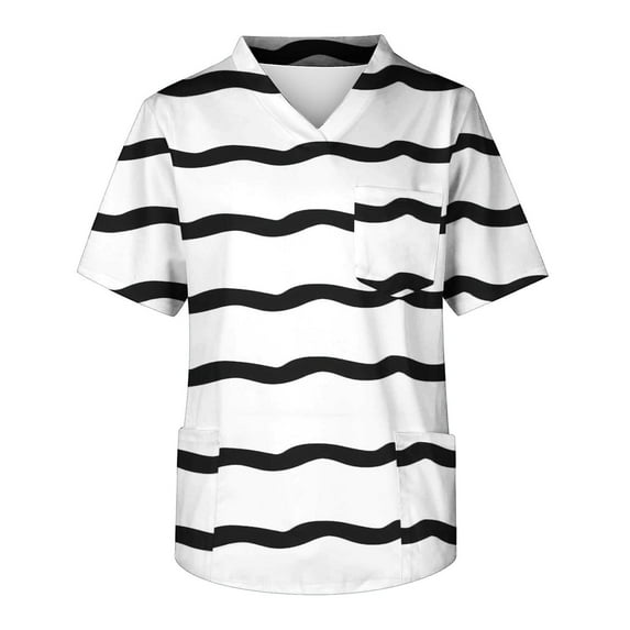 amkenre Work Tops for Women Summer T-Shirts with Pockets Tight V-Neck Solid Color Short Sleeve Trendy formal Ladies Workwear Casual Comfortable Working Uniform Clothes
