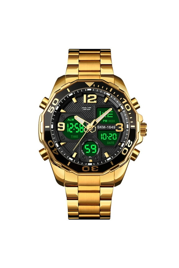 Men's Multi-Time Chronograph Digital Analog Stainless Steel Sports Wrist Watch SmartWatch for Men Women on Clearance