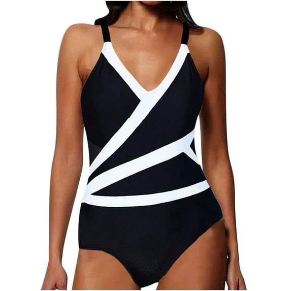 amlbb One Piece Swimsuit for Women Bathing Suits Vacation Beach Split Print Stitching Swimsuit Bikini Swimsuit Bathing Suits on Clearance