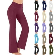 AOUJEA amlbb Plus Size Womens Flare Yoga Pants with Pockets High Waist Workout Out Leggings Fitness Sports Running Yoga Athletic Pants Gift for Women