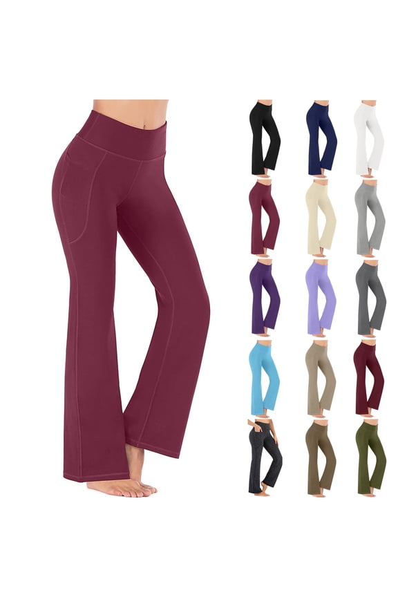 amlbb Plus Size Womens Flare Yoga Pants with Pockets High Waist Workout Out Leggings Fitness Sports Running Yoga Athletic Pants Gift for Women