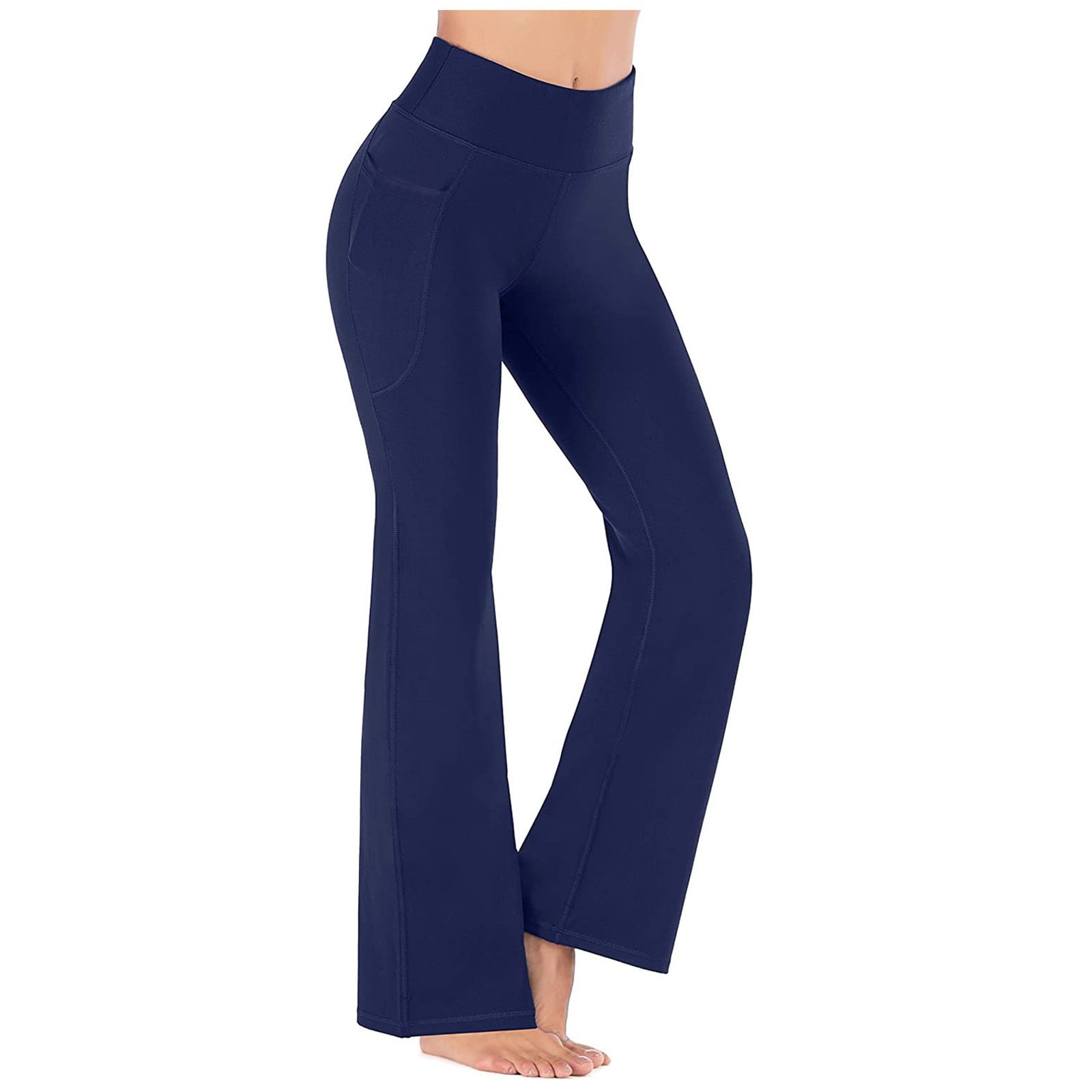 amlbb Plus Size Womens Flare Yoga Pants with Pockets High Waist Workout ...