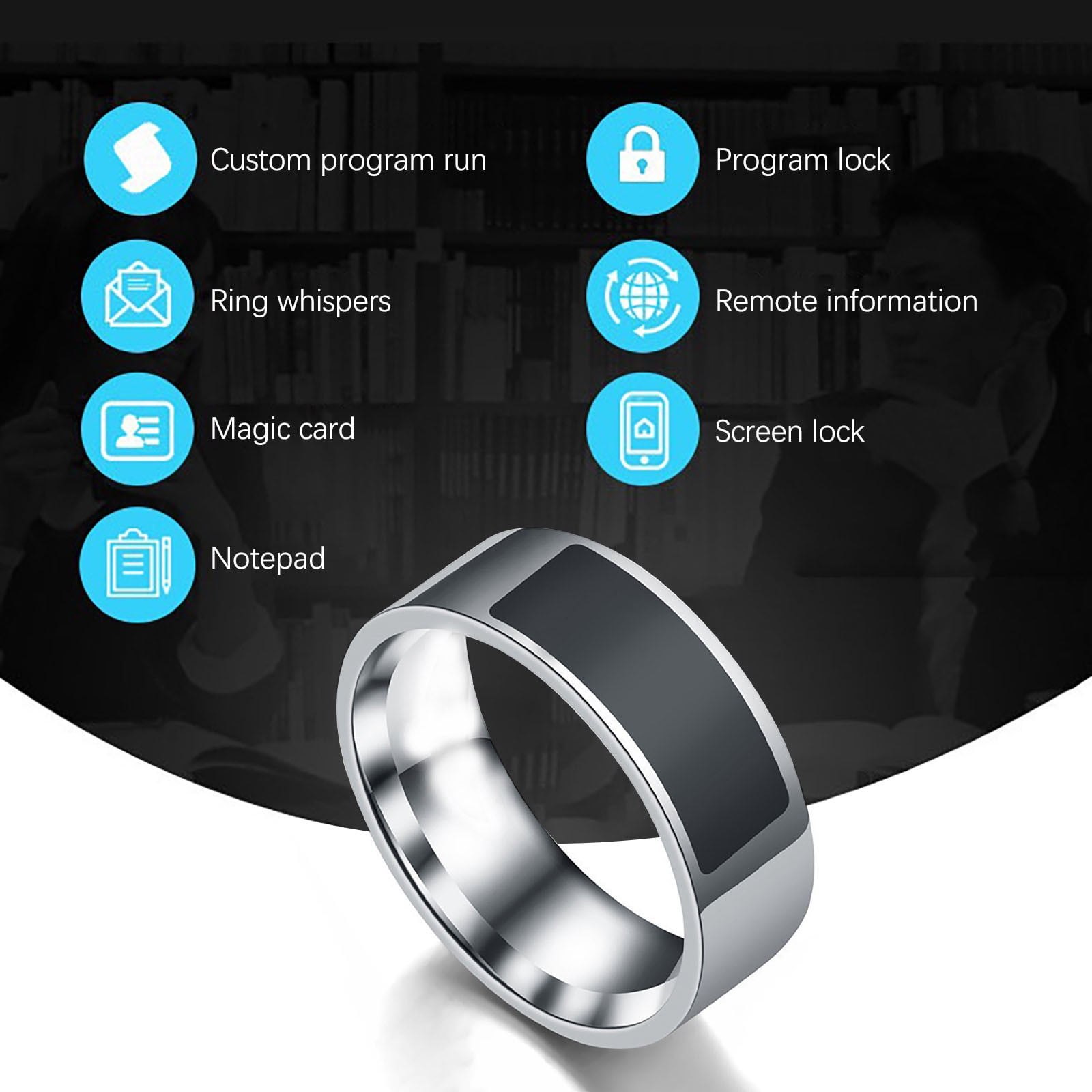 amlbb Rings for Women Nfc Mobile Phone Smart Ring Stainless Steel