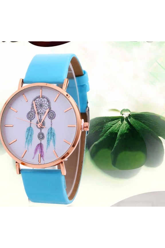 Up to 65% off Watch Women Wind Chimes Pattern Quartz Watch Leather Strap Belt Table Watch BU