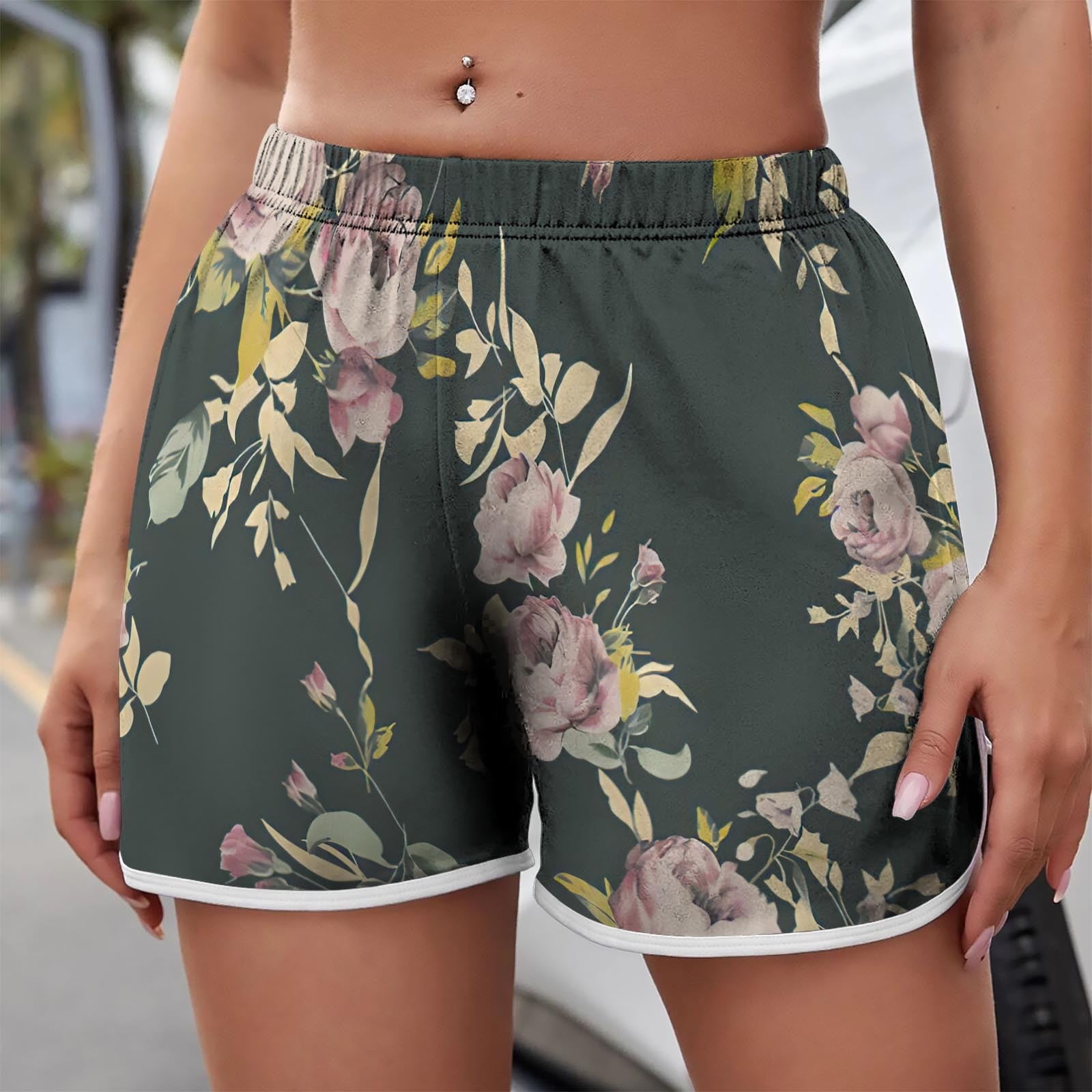 amlbb Womens Elastic Waist Summer Casual Beach Shorts High Waist Shorts Wide Leg Pants Casual