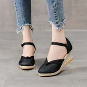 amlbb Womens Wedge Sandals Closed Toe Wedges Shoes Platform Slingback Mid Low Heel Canvas Dress Sandals Womens Sandals