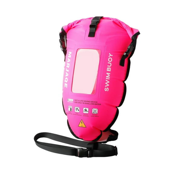amleso 30L Highly Visible Swim Buoy Float for Training Open Water Swimming Swimmers Pink