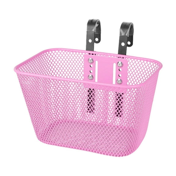 amleso Kids Bike Basket Cycling Basket Portable Multifunction Carrier Bike Storage Basket Metal Mesh Basket for Riding Children Boys Pink
