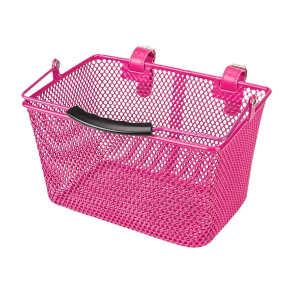 amleso Kids Bike Front Basket Front Basket Portable Detachable Front Handlebar Basket Storage Basket for Picnic Outdoor Boys Pink