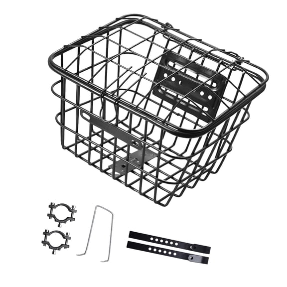 amleso Kids Mountain Bike Front Basket Front Basket Durability Sturdy Easy to Install with Lid Hanging Accessory for Camping 27.5cmx22.8cmx17.3cm