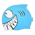 thumbnail image 1 of amleso Shark Shaped Swimming Cap Bathing Cap for Children Short and Long Hair Teens Blue, 1 of 10