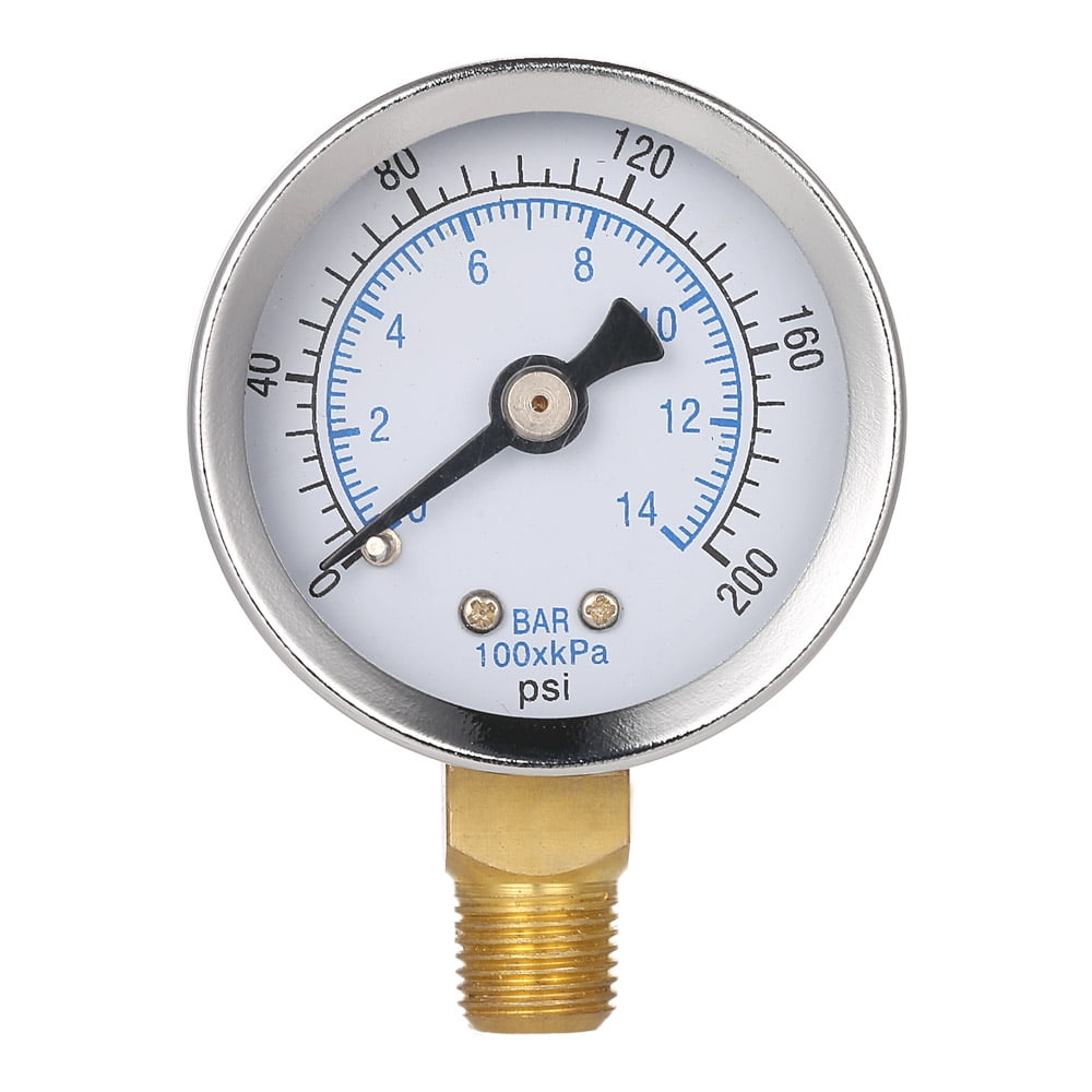 ammoon 40mm Pool Filter Pressure Gauge Meter Manometer, 0~200psi 0~14bar, Metal Construction