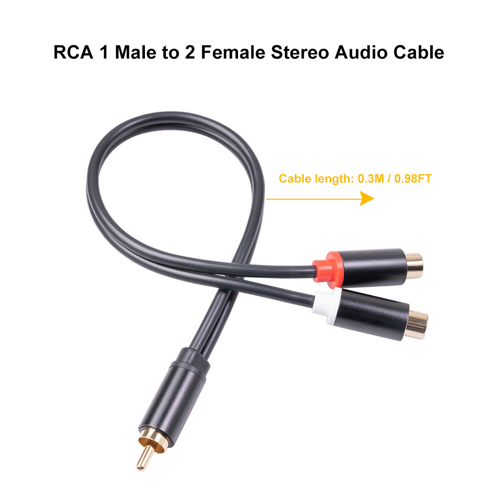 ammoon Audio Cable,Cable Plated To 2 Female 2 Female Stereo 1 Male To Audio Cable Y-adapter Splitter Cable Rca Audio Y-adapter Male To 2 Cable Rca Stereo O Cable Rca O Y-adapter Qisuo Eryue - image 1 of 6