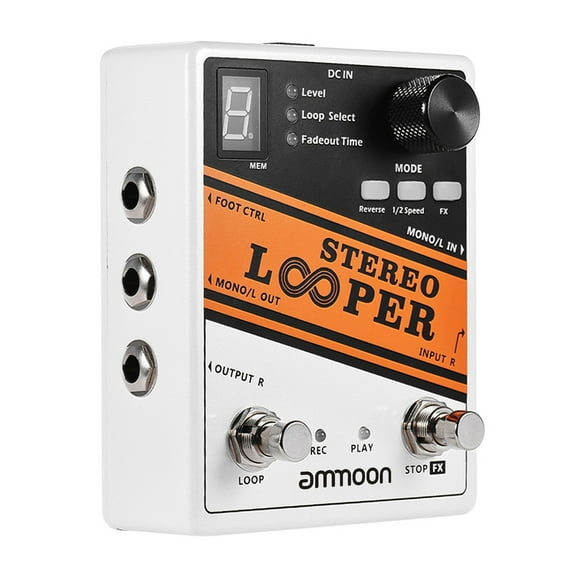 ammoon Effect Pedal, Stereo Looper, 10 Independent Loops, 10min Recording