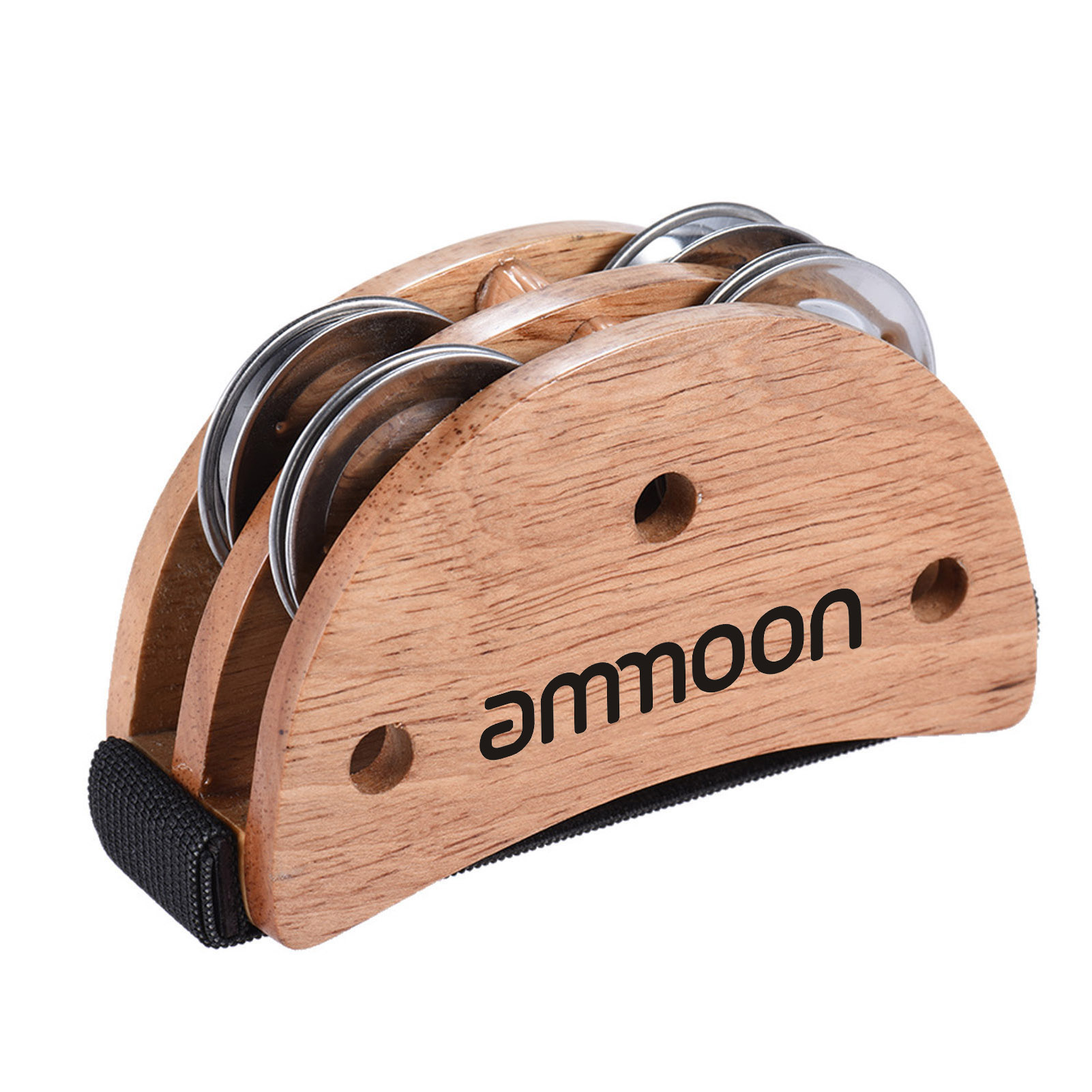 ammoon Elliptical Cajon Box Drum Accessory Foot Jingle Tambourine for