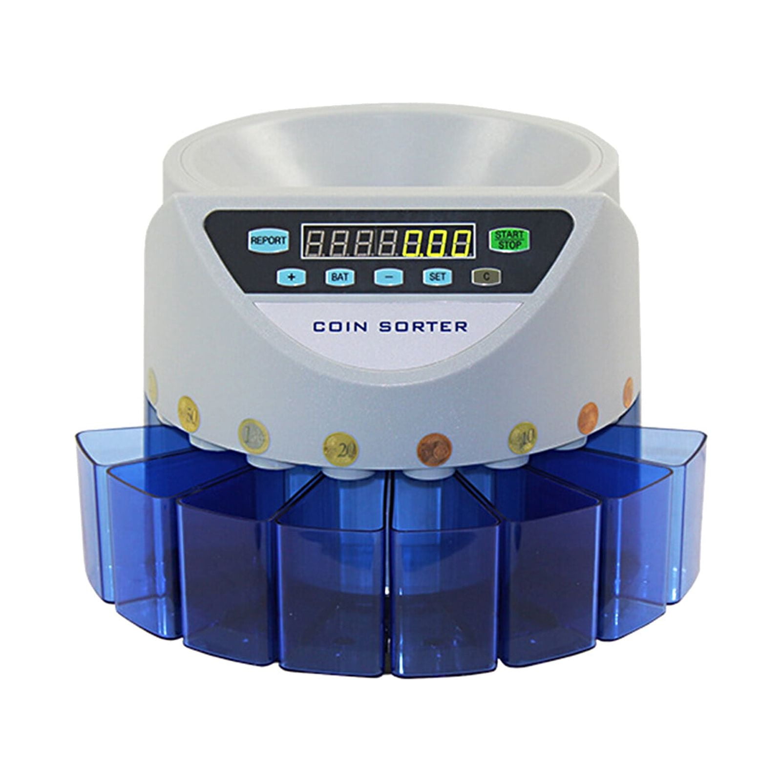 ammoon Euro Coin Counter Sorter Digital Auto Counting Machine, Preset/ Total Money Display