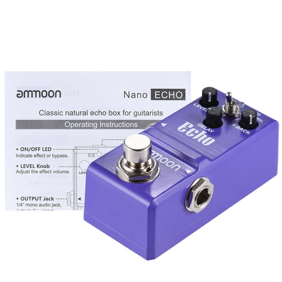 ammoon Nano Series Delay Guitar Effect Pedal True Bypass Aluminum Alloy Body with 2 Modes MOD Normal Compact Size Sturdy and Durable Design for Electric Guitars
