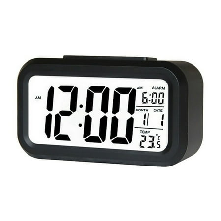 Suzicca Smart Digital with Date and Snooze Button on Battery Operated Rectangle Desk with Night for Bedroom Girls Boys