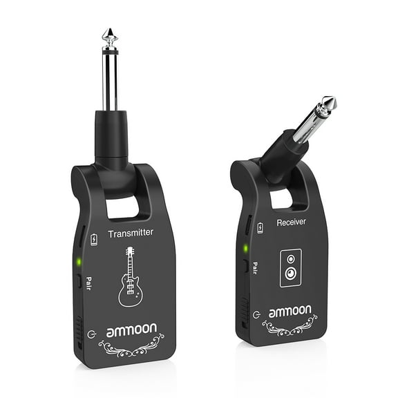 ammoon Wireless Guitar System 2.4G Rechargeable 6 Channels Audio Transmitter Receiver for Electric Guitar Bass